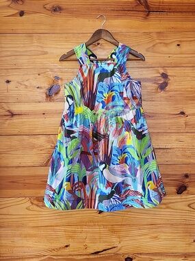 Anthropologie X Corinne Sigal Tropical Bird Print Fit & Flare Dress XS
